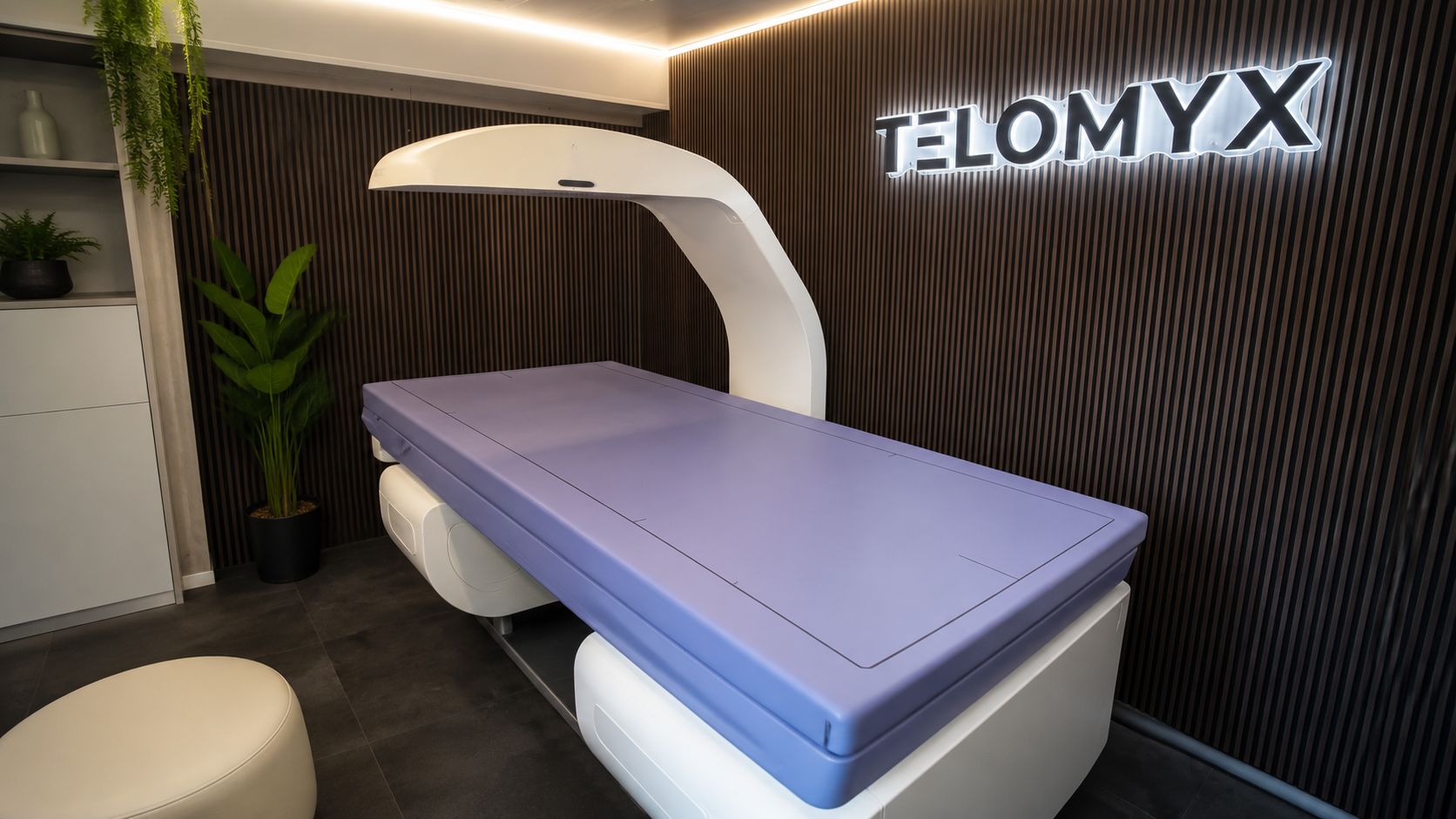 A DEXA body composition scanner used for workplace health screening and preventive diagnostics.
