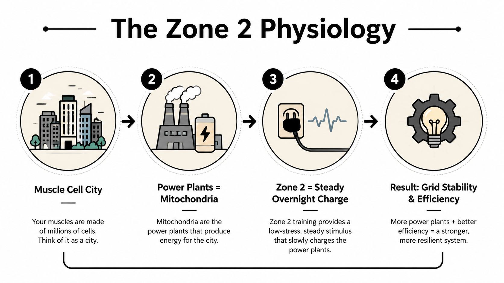 Aerobic training challenges oxygen delivery and energy production within working muscle.