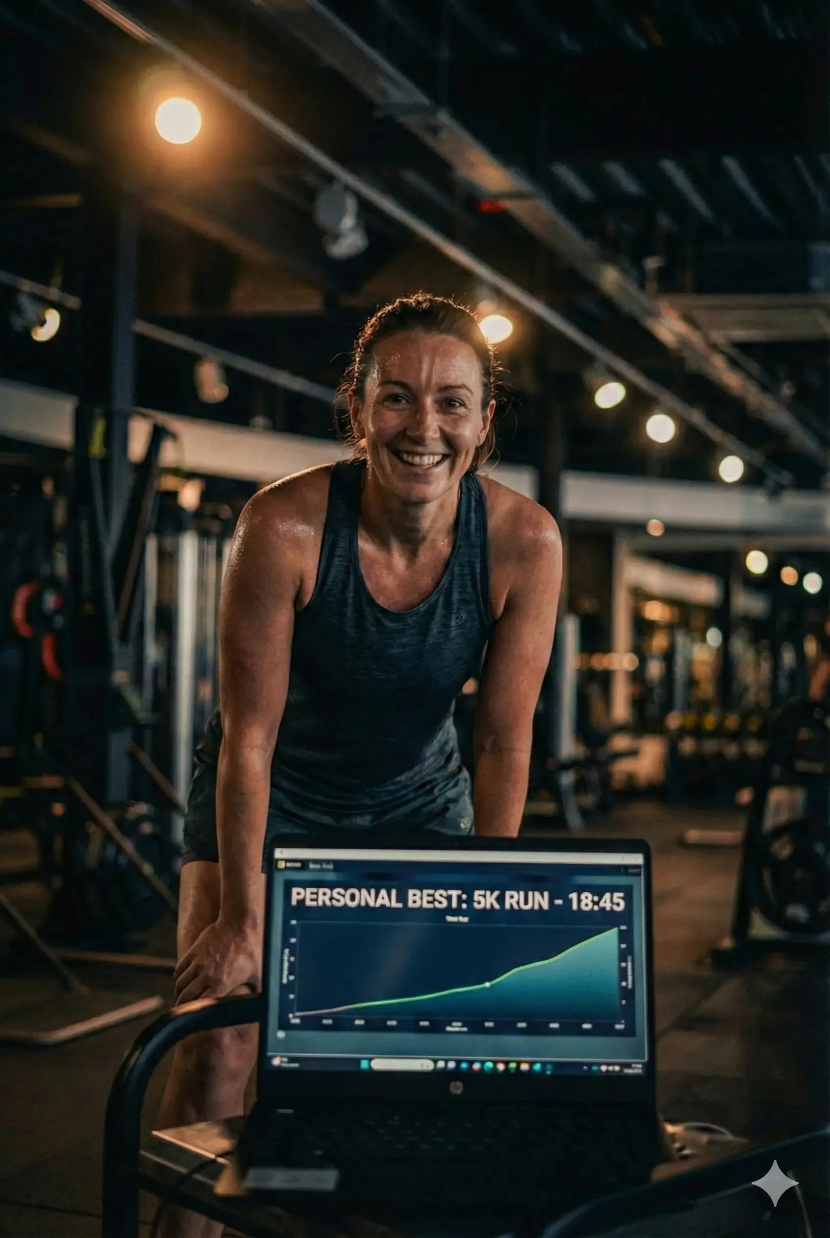 A woman achieving a personal best after a Telomyx VO2 Max test