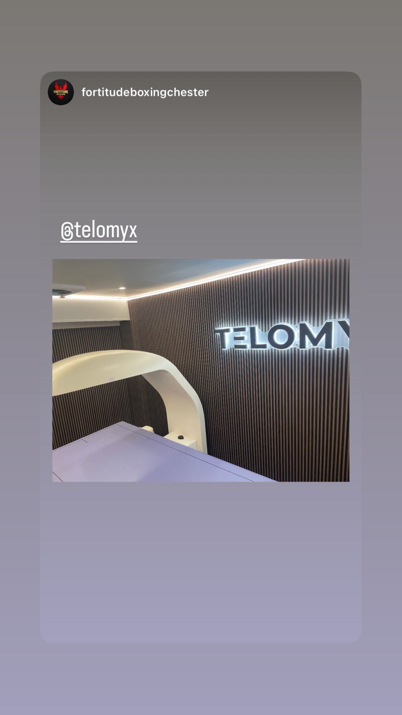 Client Instagram story tagging Telomyx after a scan