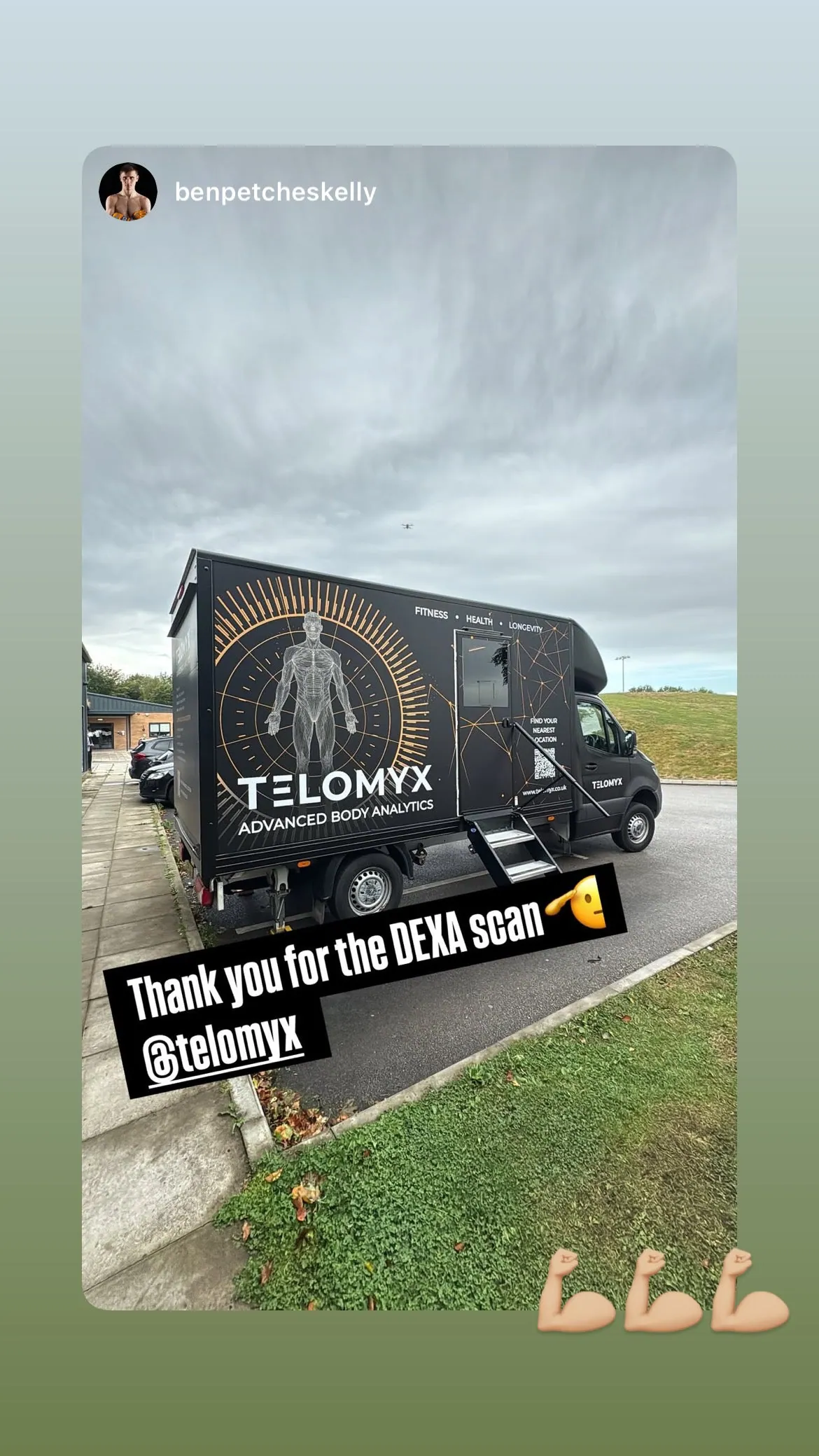Client Instagram story tagging Telomyx after a scan