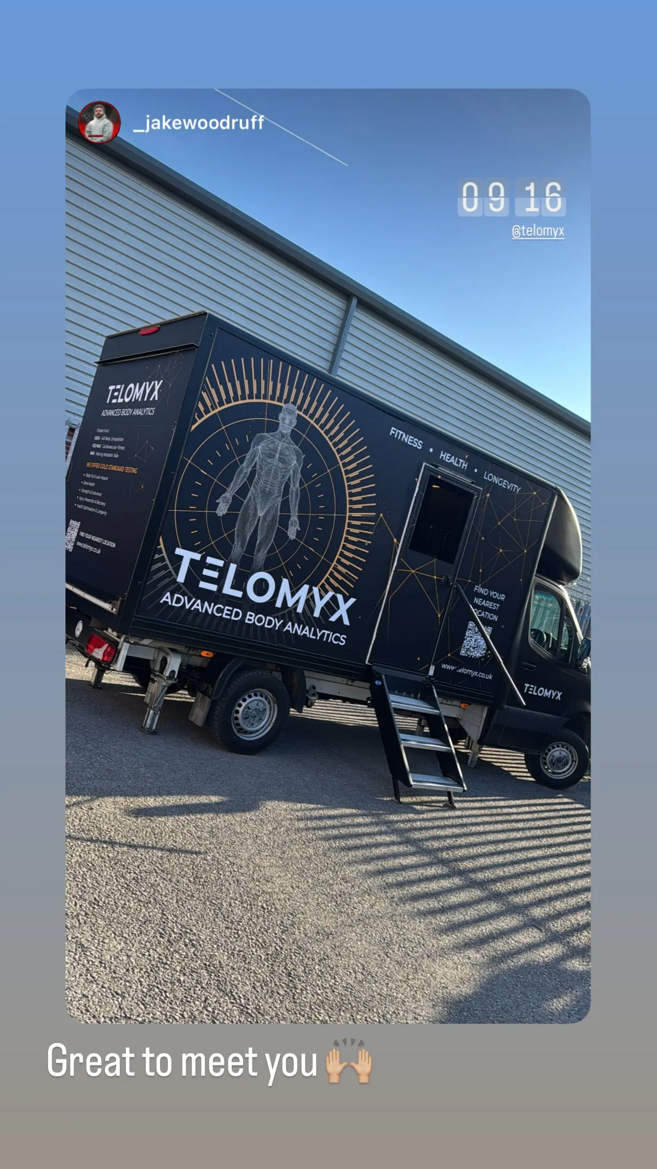 Client Instagram story tagging Telomyx after a scan