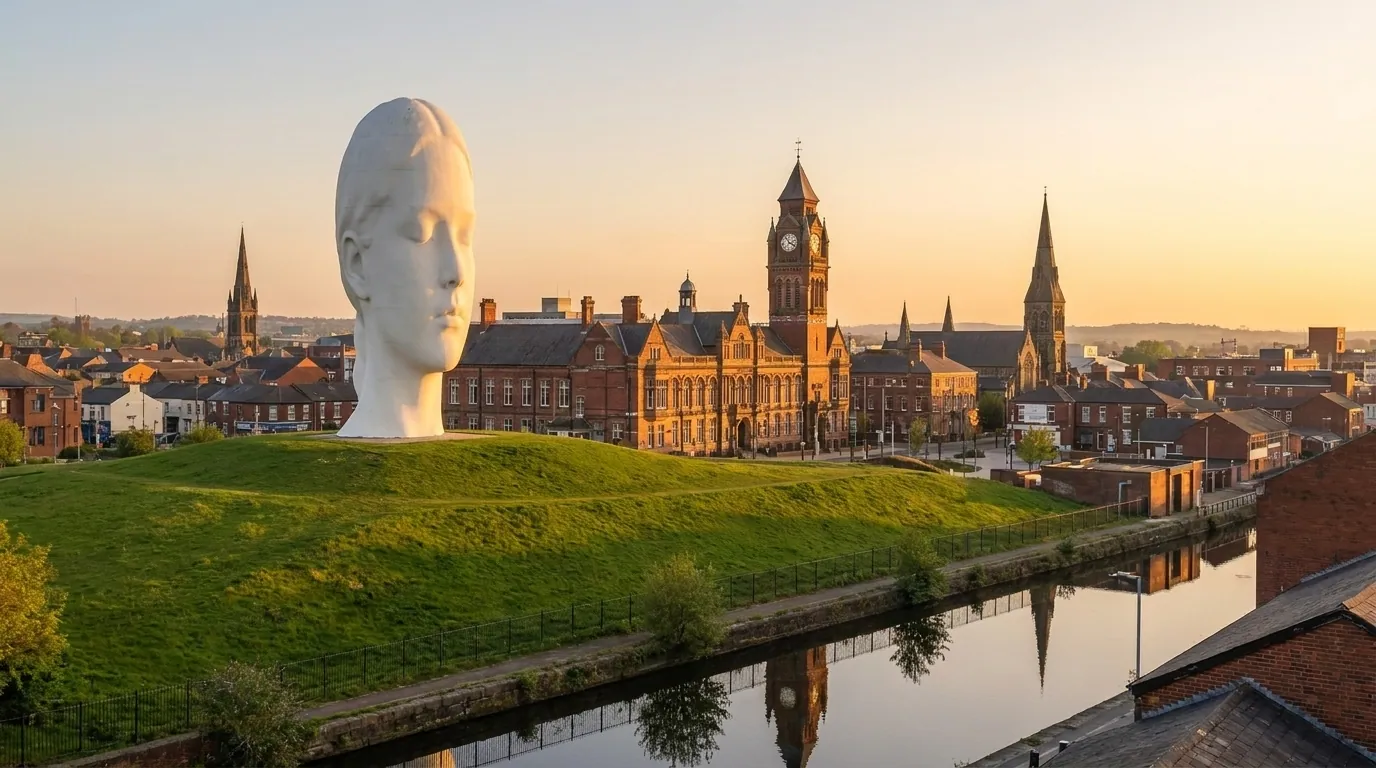 St Helens town skyline at golden hour | TELOMYX mobile DEXA, VO2 Max and RMR testing in St Helens, Merseyside